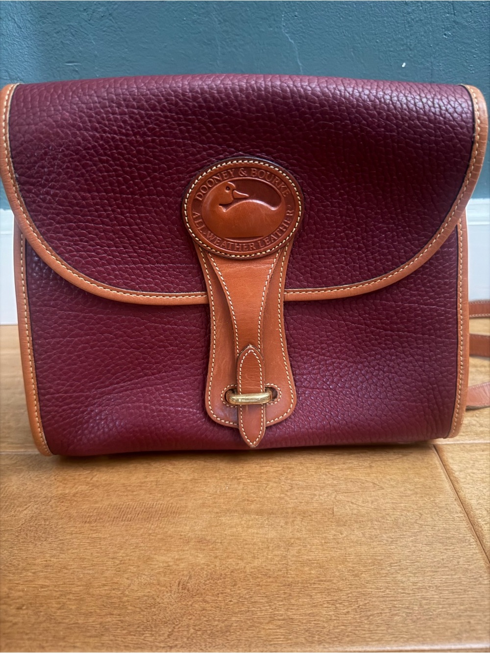 Dooney & Bourke Red Leather Crossbody with Tan Trim - Picture 3 of 7